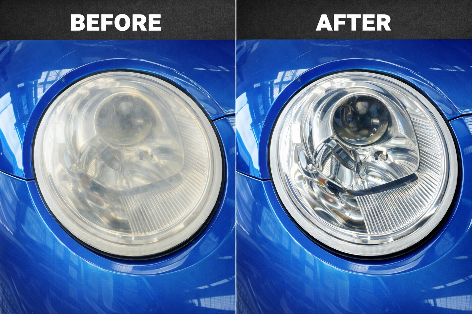 ヘッドライトコーティング 施工詳細画像 - プロフェッショナル施工例