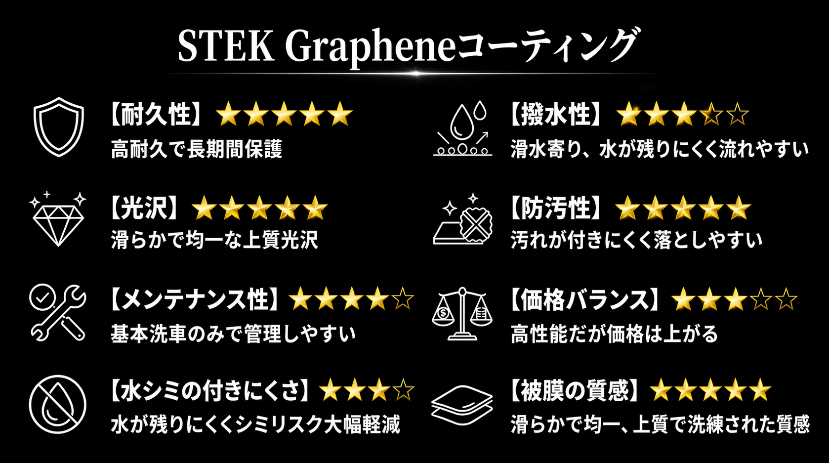 STEK Graphene コーティング 施工詳細画像
