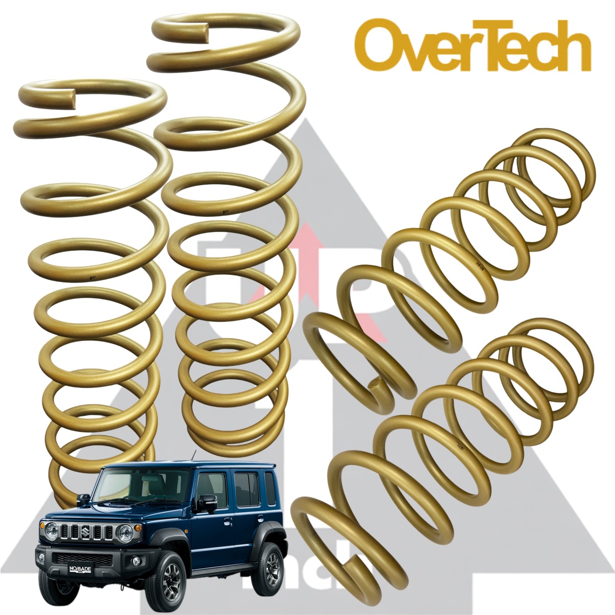 リフトアップコイル 1インチUP/アップサス/リフトアップ/コイル ジムニー ノマド JC74W 4WD（F 2.2Kg/R 2.5K g）イエローゴールド/車検対応